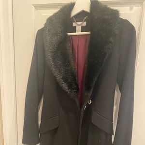 Black Coat with Faux Collar